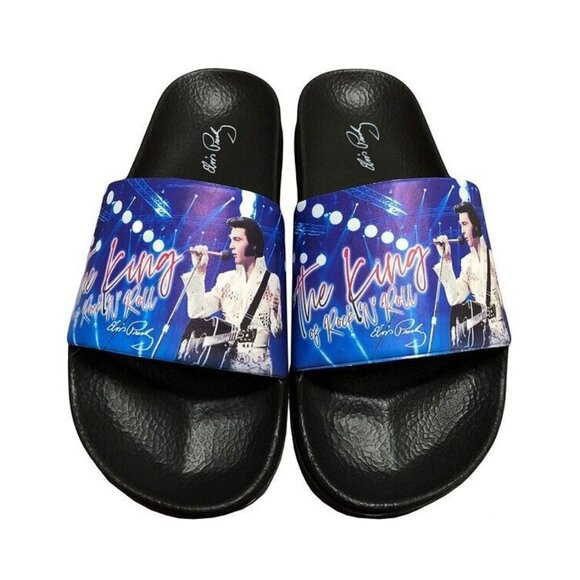 New Blue Sandals Elvis Presley Slip On Lights Guitar Flip Flops 6 to 7 NIP Photo - Picture 1 of 4